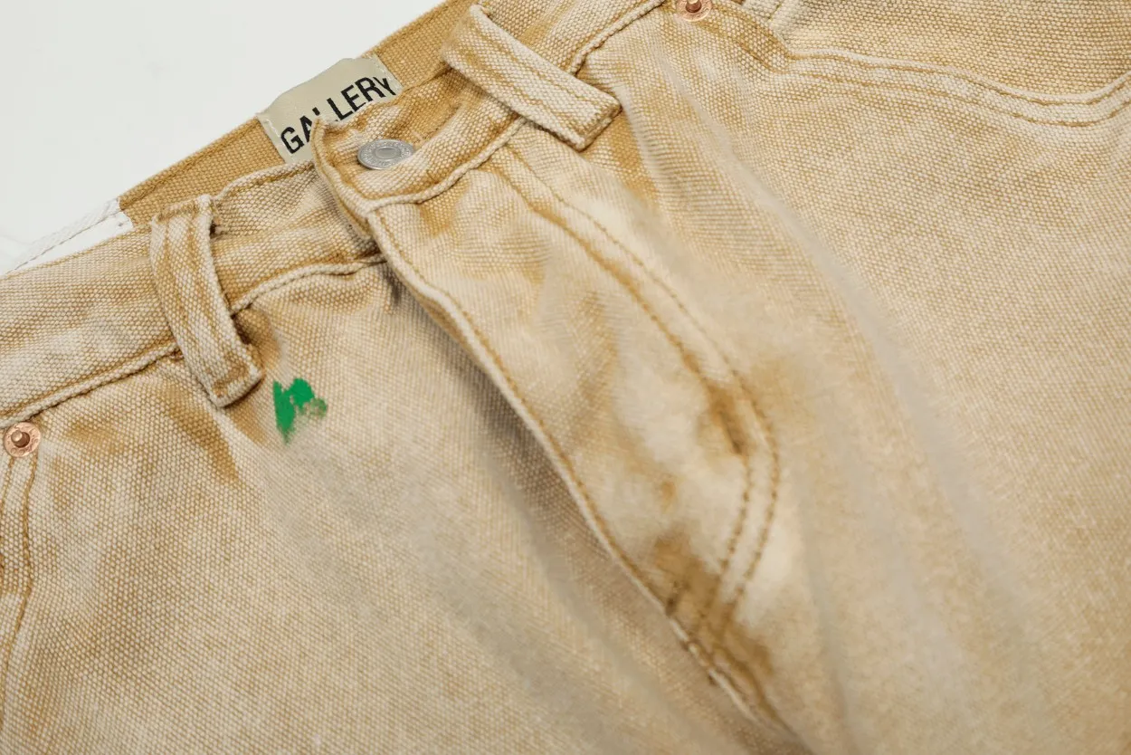 #8129 P250💰 GALLERY DEPT American retro splash-ink splicing micro-horn logging overalls raw edge jeans - Original purchase and pattern making to truly restore the ultimate texture of Vintage - Original hardware accessories, washed and other elevators, QR code analysis are all purchased from the original factory, high degree of restoration, welcome to compare with a certain product~ - Three-dimensional version Loose and comfortable, not picky about the figure, taller and slimmer, factory Seiko, original factory quality control, same style for men and women, can be matched with couples Versatile recommendation: must-have jeans for all seasons Size: S-XXL (28-36)